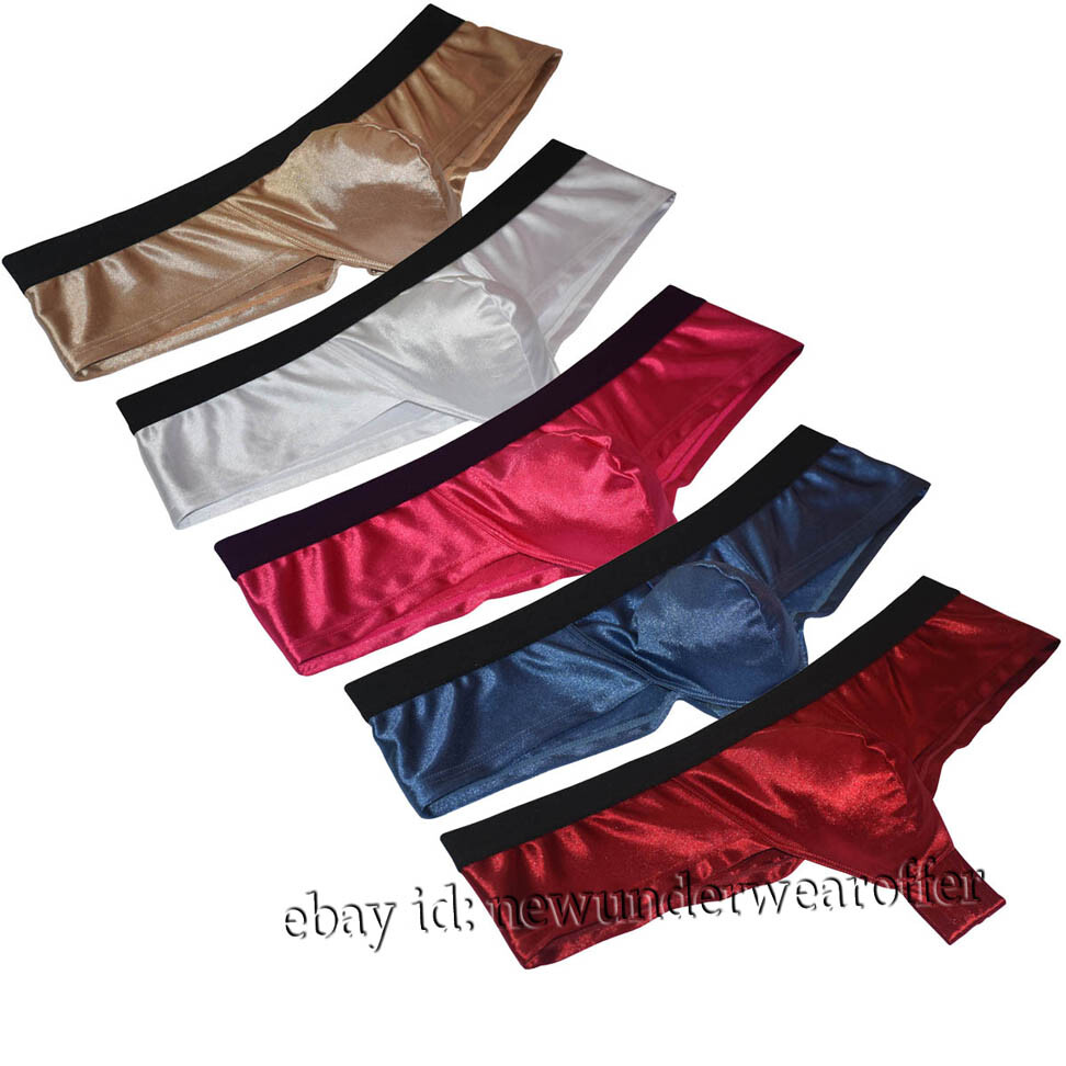 Men's Shiny Cheeky Thong Underwear Sexy Mini Cheek Boxer Briefs