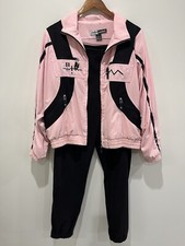 Vintage 90s Jamie Sadock Womens Track Suit Set Jacket Pants Sz L Sweatsuit Pink