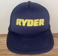 Vintage Ryder Trucks Trucker Hat Mesh Snapback Cap Blue Yellow Logo Adjustable