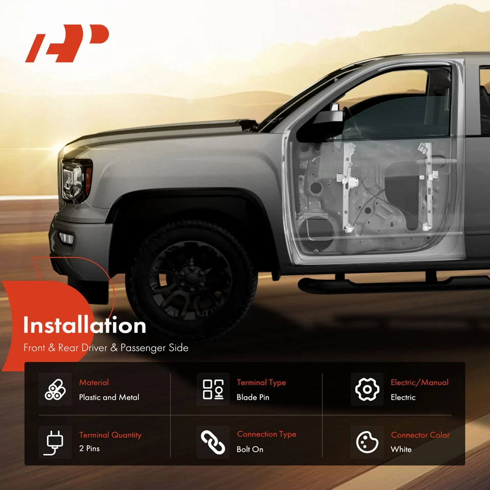 4x Regulador de ventana delantera y trasera con motor para Cadillac Chevrolet GMC Sierra 1500 Foto 3 de 4