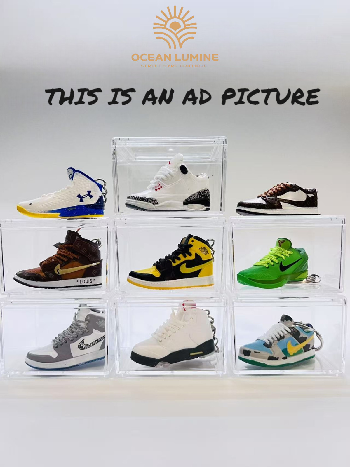 Mix Styles Mini 3D Sneaker Keychain with Cardboard Box + Clear Box & Bag image 4