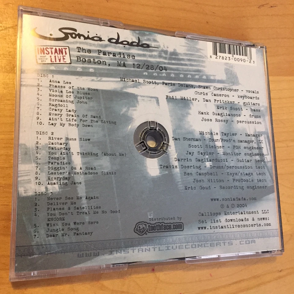 SONIA DADA INSTANT LIVE THE PARADISE BOSTON, MA 3 CD SET 2004 12/28/04 VERY RARE Foto 2 de 4