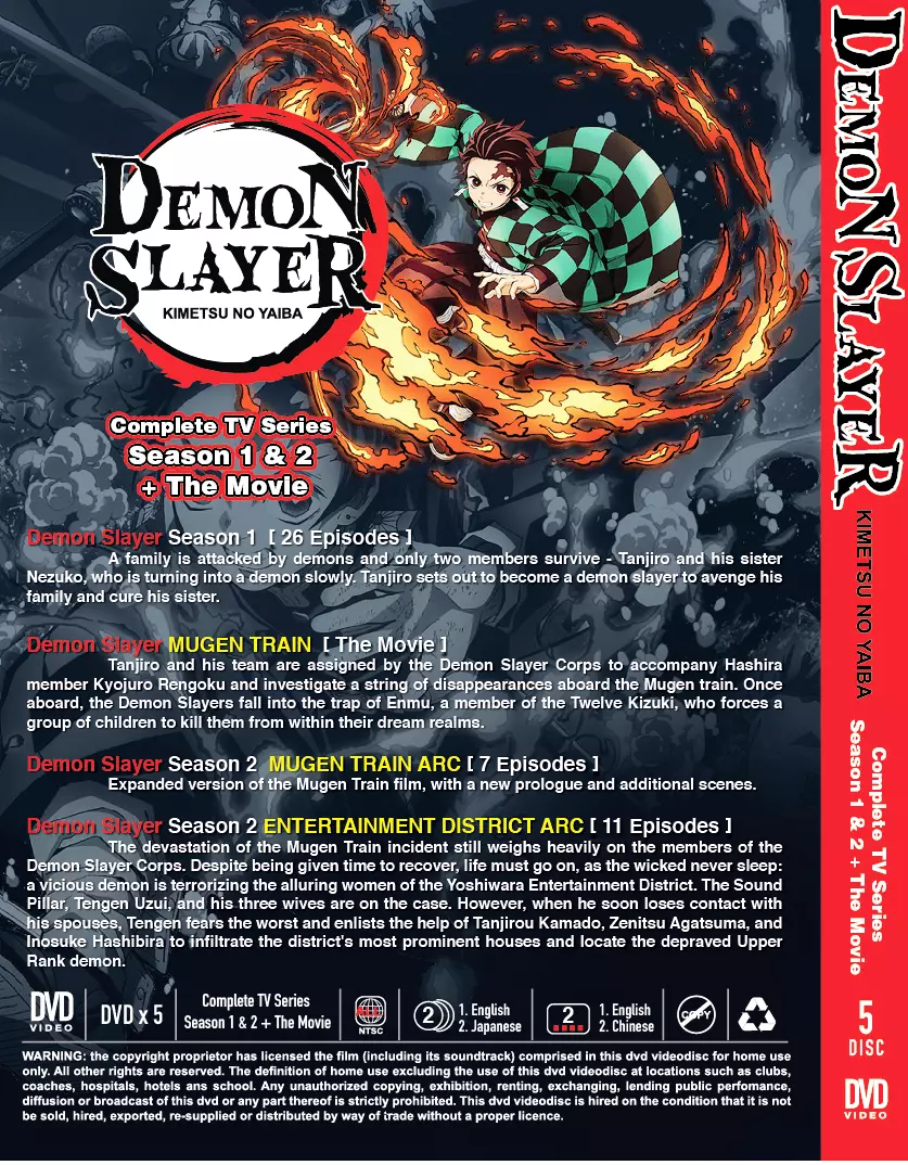 DVD Anime Demon Slayer: Kimetsu No Yaiba Season 1+2 (1-37) +2 Movies +CD  English