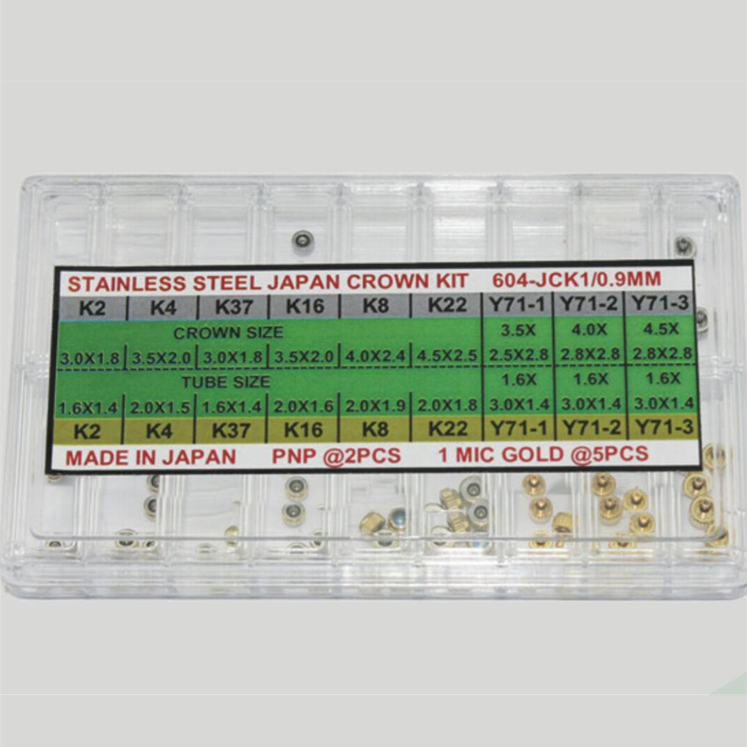 ✽.。.:*クラウン✽.。.:*　インセルダム3点 63pcs Japan Stainless Steel Golden&Silver Watch Crown Assortment