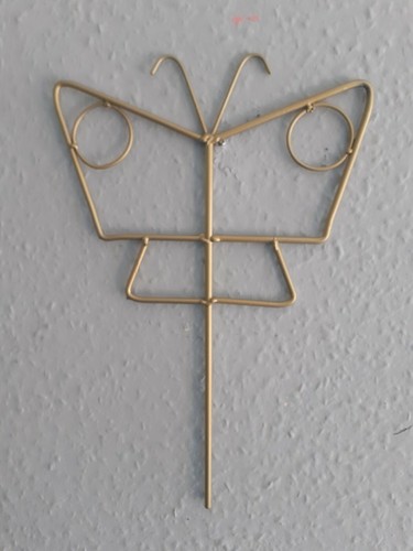 3x NEW HANDMADE 12" (30cm) HIGH BUTTERFLY FEATURE PLANT SUPPORT RODS IN GOLD.