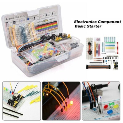 Basic Starter Electronics Component Kit w/830 tie-points Breadboard Power Supply