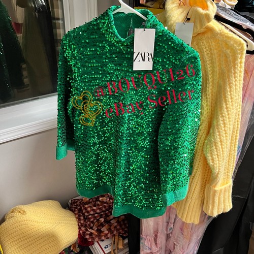 ZARA NEW WOMAN SEQUIN TOP BLOUSE GREEN SIZE: XS-XXL REF: 4786/339 | eBay