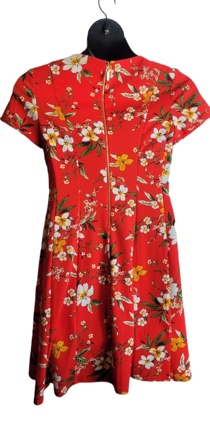 Abito donna Alyx rosso floreale elasticizzato zip posteriore taglia 10 nuovo con etichetta