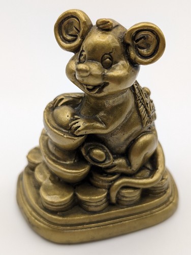 Hindu Token Golden Year of the Mouse Mouska Trinket Paper Weight Souvenir - Picture 2 of 13