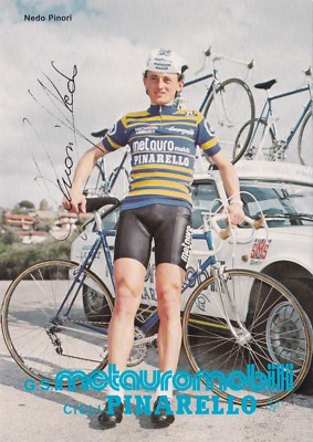 Cycling/Cycling Postcard NEDO PINORI sq. Pinarello autograph 1980s original