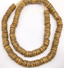 Ghana Handmade Golden Brown multi Recycled glass African trade beads 7722