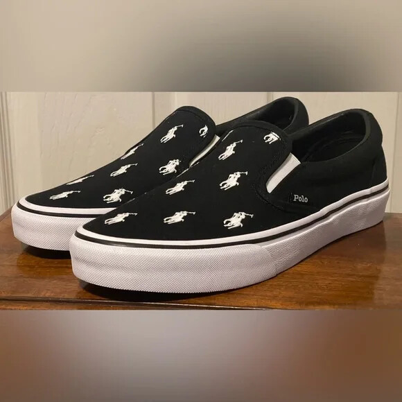 Polo Ralph Lauren da uomo Keaton Allover Pony Slip bianco nero 7