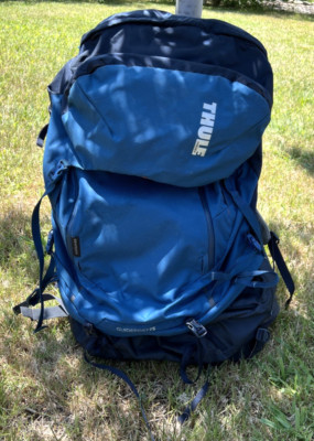 Thule Blue Men's Guidepost 75 Backpacking Camping w/ Summit Pack & Rain Cover