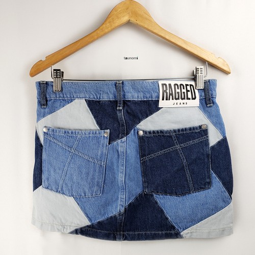 Minifalda THE RAGGED PRIEST Y2K tiro bajo retazos 100 % algodón denim micro $60 - Imagen 6 de 10