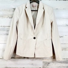 Philosophy Republic Clothing Cream One Button Blazer Jacket Size 4 Ivory Cotton