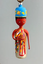 De Carlini Blown Glass Zulu Princess Classic African Woman Xmas Ornament Italy
