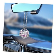 Bling Car Rear View Mirror Charms, Sparkling Rhinestone Automotive Cube Pink