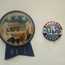 LBJ for the USA pair of colored flasher buttons