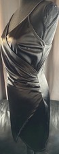 Black Satin Look Asymmetrical Mini Dress Made By Love Tree