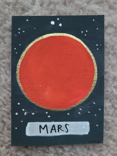 ACEO original art trading card "Great Red Dot" Mars hand-painted