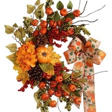 22IN Artifical Fall Mini Pumpkins 22 22 5INCH, Orange Yellow,red,green