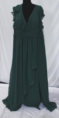 Azazie Women's A-Line Omari Chiffon Flutter Sleeve Dress CL8 Pine Size  US:A24 | eBay