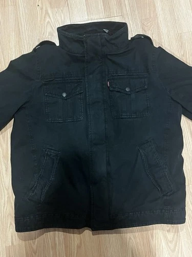 Levi Strauss & Co. Mens Hooded Full Zip Jacket Black Gray Canvas Size L image 7
