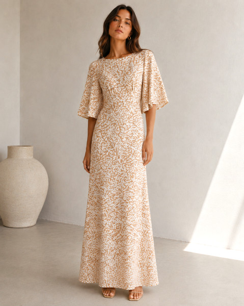 SHONA JOY Dress Heather Bias Floral Maxi - Size 12 - Long Slip Flowy Formal