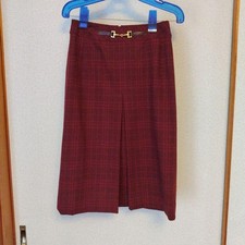 Burberry Bordeaux Check Box Skirt 40