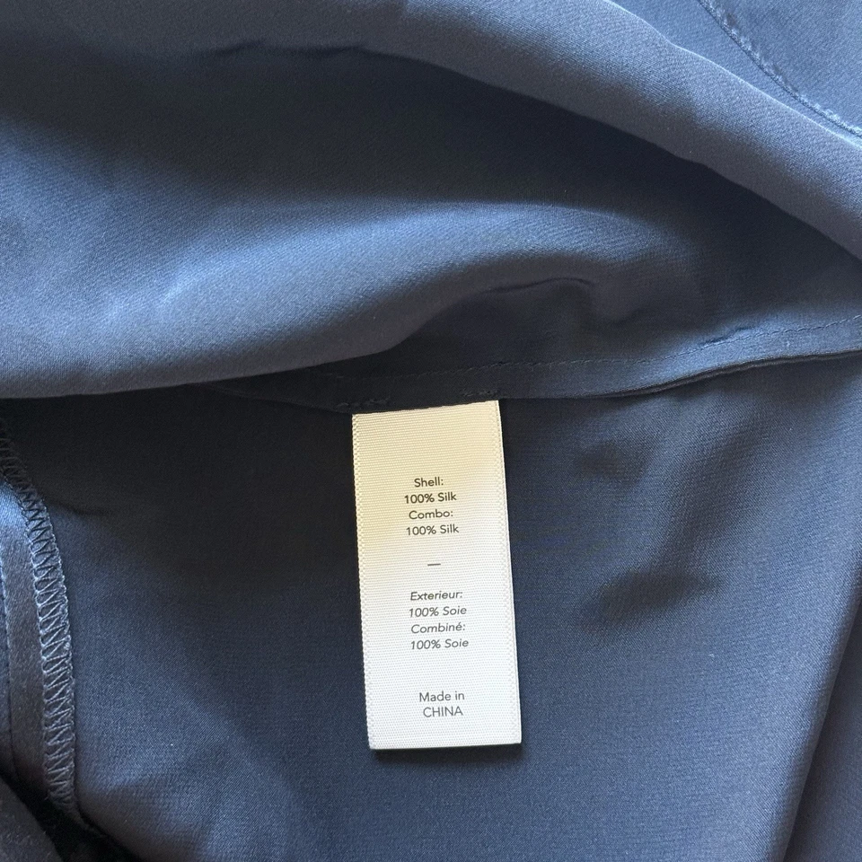 NUEVA Blusa Elizabeth And James Azul Krissy Dobladillo Asimétrico Volantes Seda Lujo Nueva con Etiquetas Foto 4 de 4