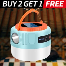 Solar Camping LED Lamp USB Rechargeable Tent Light Remote Lantern Outdoor Hiking