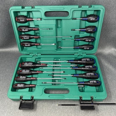Jonnesway 16pc Screwdriver Set Flathead Phillips Magnetic Heads in Case GERMANY