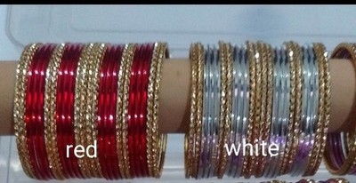 Bollywood Indian Shiny Glossy Non Precious Metal Bangles  for women Set Of 24