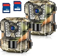 Mini Trail Camera 2 Pack 24MP 1080P HD,Game Hunting Cam with 32GB SD Cards