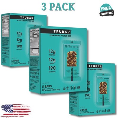 TRUBAR Protein Bar, OHHH Cookie Dough, Plant Based Protein, 5 Ct (3 Pack)