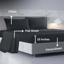 1200TC Luxury 6 PC Sheet Set Egyptian Cotton US-All Size Black Solid Color