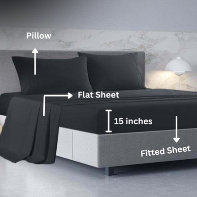 1200TC Luxury 6 PC Sheet Set Egyptian Cotton US-All Size Black Solid Color