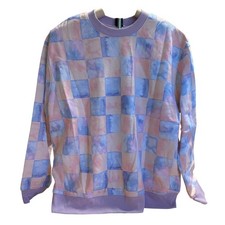 Wild Fable Women's Blue Check Oversized Long Sleeve Sweatshirt - Large - NWT