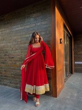 New Launching Georgette Red Gown Bottom With Dupatta For Functional