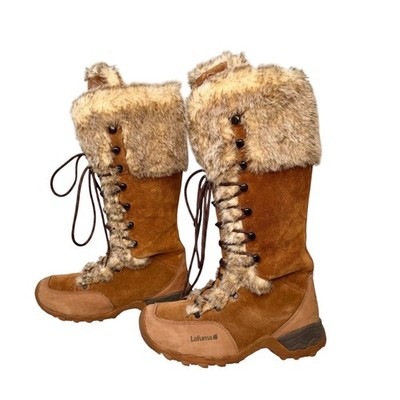 Lafuma Kokta Winter Snow Boots Womens Size 8 1/2 Y2K Ski Fur Rugged Suede Warm
