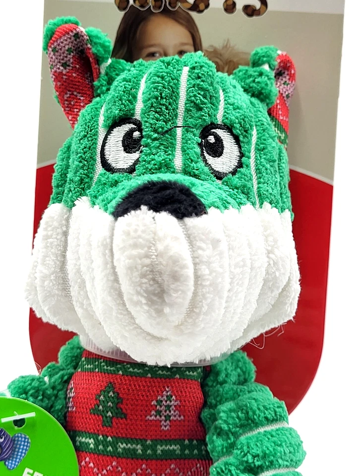Kong Holiday Navidad Nudos Flojos Zorro Verde S/M Chirriante Perro Juguete 9x6" Foto 3 de 4