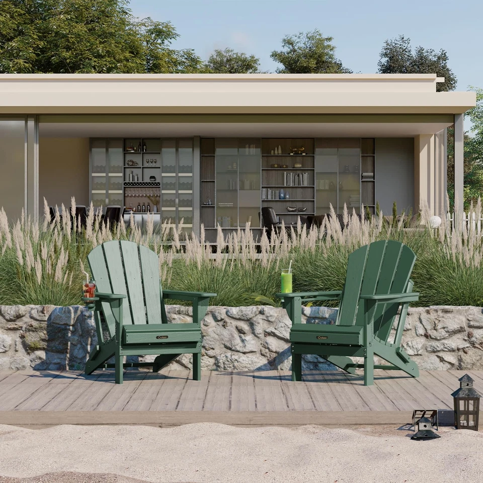 Silla Plegable Adirondack Textura Madera, Patio Silla Adirondack Resistente a la Intemperie... Foto 2 de 4