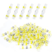 100-50X Solder Stick Seal Sleeve Yellow Heat Shrink Butt Wire Connector AWG12-10
