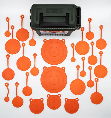 Pop Shot Gong Shooting Target Set   Durable Polymer Shooting Targets w/ Ammo Box