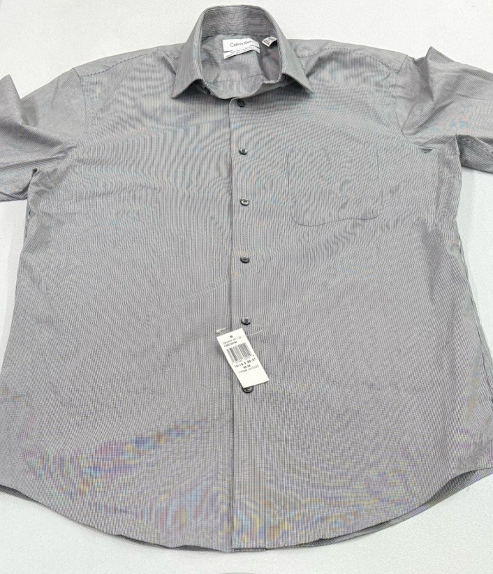 Calvin Klein Men’s Tech Active Stretch Dress Shirt, Black/White,M(15-15.5-36/37)