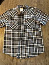 LEVI'S BLACK PLAID SHORT SLEEVE BUTTON FRONT WESTERN SHIRT SIZE L Gently Worn