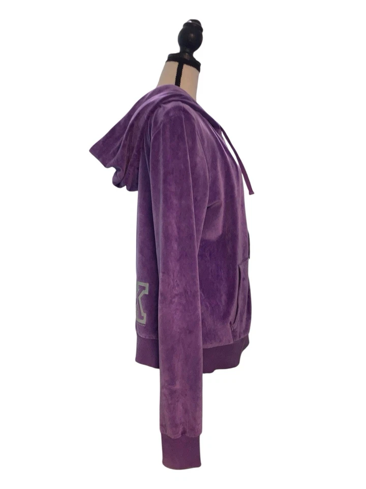 Victoria’s Secret PINK Velour Full Zip Hoodie Purple SZ L 2010 VINTAGE Y2K - Image 4 of 4