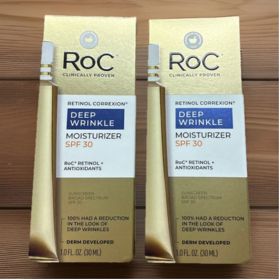 ROC Retinol Correxion Deep Wrinkle Daily Moisturizer SPF30 ~ 1 fl oz ~ 2 Pack!
