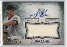 2015 Topps Triple Threads Unity Jumbo Relics Emerald /50 Matt Cain Auto 19m2