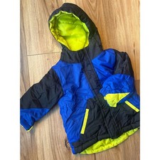 The Children's Place Puffer Jacket Kids 18-24M Blue Black Neon Hooded Outerwear